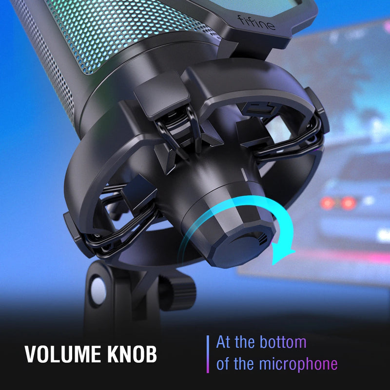 FIFINE USB Gaming Microphone,Condenser MIC with RGB,for PC PS4 PS5 MAC,Suit for Podcasters/Gamers/Influencers/Home Studio