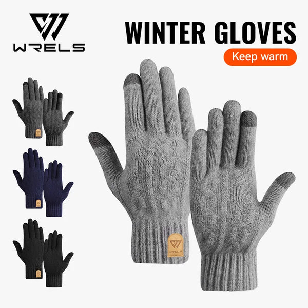 WRELS Winter Gloves Knit Gloves for Men Women Touch Screen Warm Running with Thermal Soft Knit Lining Glove for Running Driving