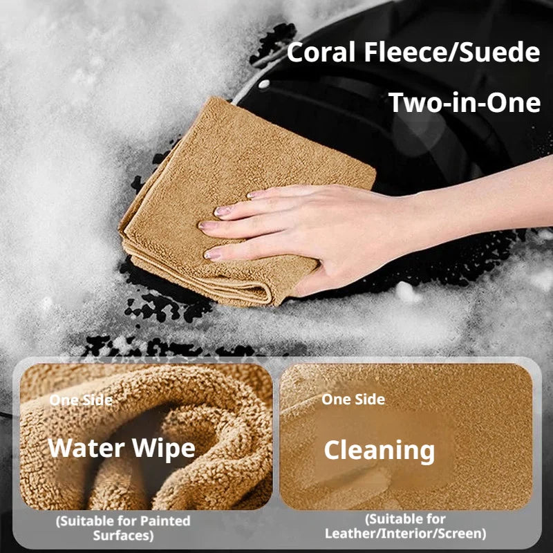 SEAMETAL 3/6/9PCS Car Wash Microfiber Towel 30x30/40x40CM Double-Side Suede Microfiber Car Cleaning Drying Cloth 450GSM Wash Rag