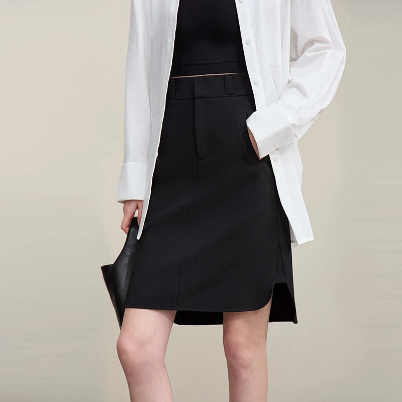 សំពត់ Amii Mid Skirt រដូវក្តៅឆ្នាំ ២០២៦ ថ្មី ស្ទីលសម្លៀកបំពាក់ធ្វើការធម្មតា សំពត់រាងអក្សរ A របស់ស្ត្រី រឹងមាំ ងាយស្រួលប្រើ ចំហៀង សម្លៀកបំពាក់ស្ត្រី 12642098