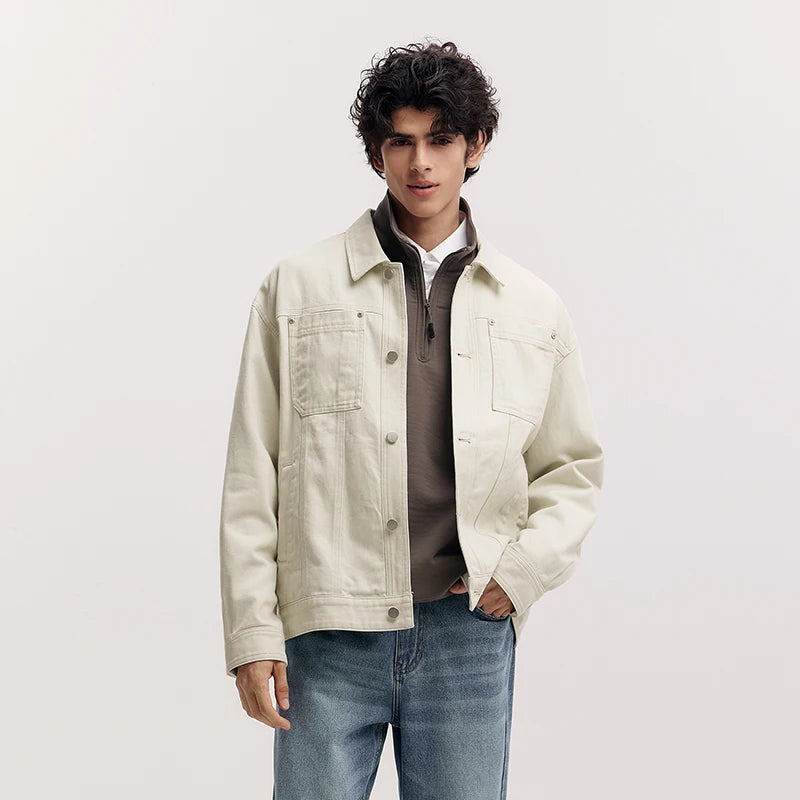 Semir Cotton Jacket Brushed Fabric Workwear Men 2025 Spring Fashion Style Comfortable Casual Outerwear Basic Long Sleeve