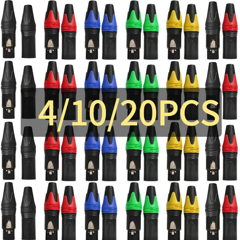 4/10/20pcs 3-Pin XLR Male to Female Adapter Connector for Microphone Audio Amplifier Plug Converter