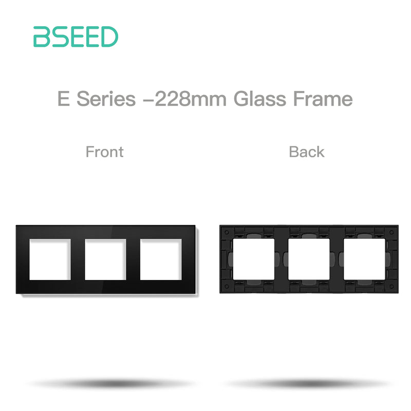 BSEED WIFI Click Light Switch Part Smart Wifi Switch Function DIY Part EU Wifi Socket Outlets Parts Glass Frame Only Black