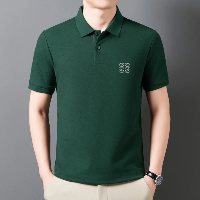 Men's Summer Luxury Brand Cotton 100% Polo Shirt Lapel Printing Short Sleeves T-Shirt Business Leisure Ventilate Men's Clothing