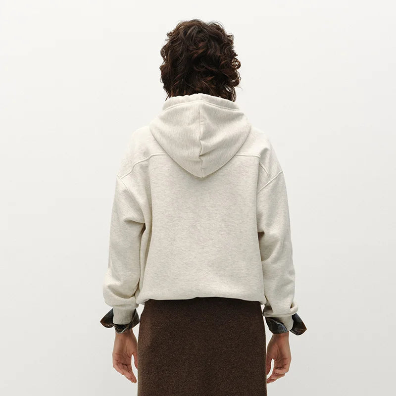 Semir Women Hoodie Fleece Lined Panelled Design Hooded Design Oversized Fit 2026 Winter Soft Comfort Casual Style Warm Layer