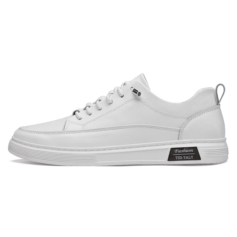 Autumn Spring Mens Leather Casual Shoes Men White Shoes Fashion Flat Shoes Big Size 46 47 Comfortable
