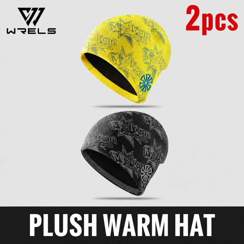 WRELS Cycling Cap Thermal Fleece Lined Ski Hat Windproof Warm Running Motorcycle Outdoor Sports Anti-Cold Skull Beanie Hat