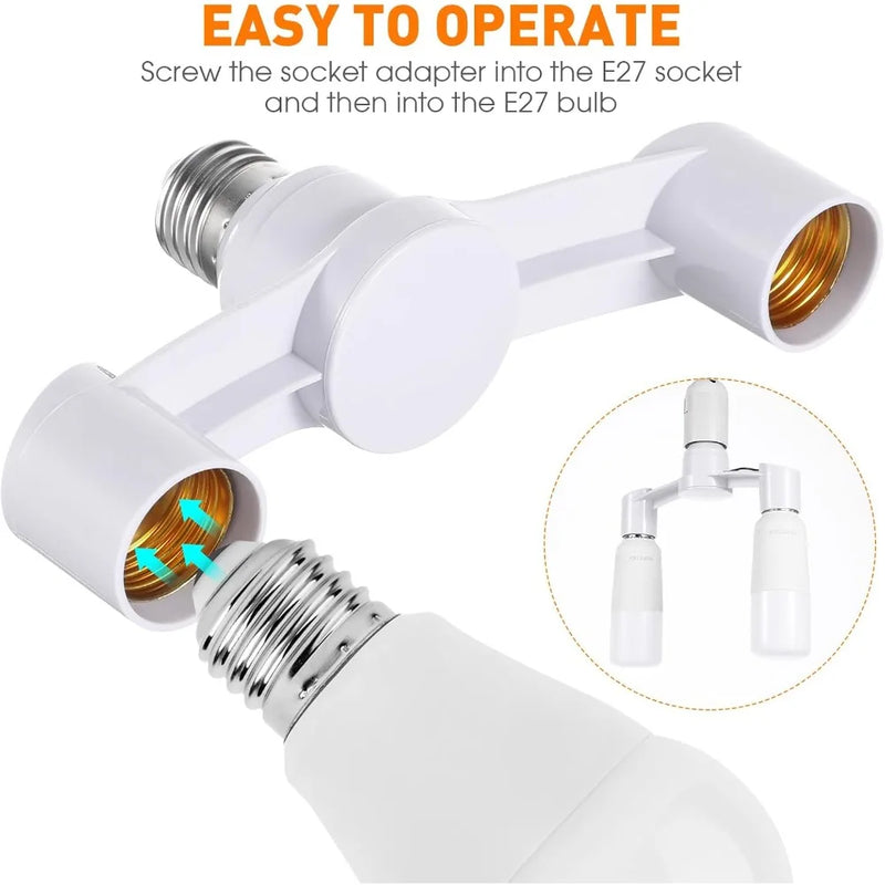 JOYINLED E27 Light Socket Splitter Adapter 2 in 1 Dual Head Lamp Holder Bulb Base Extender Converter for LED Lighting 1-10PCS