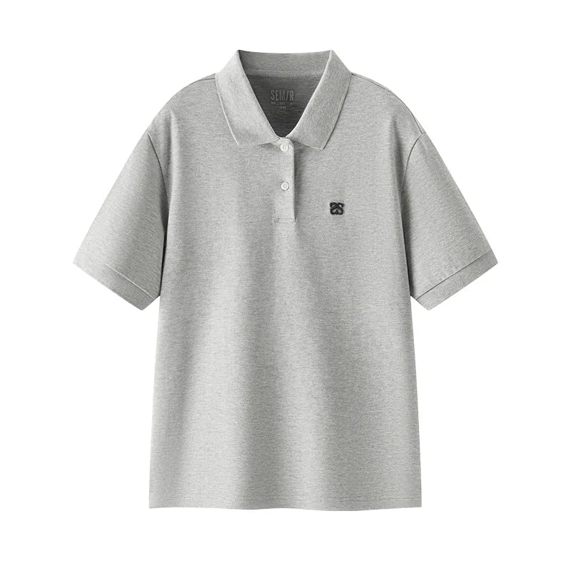 Semir Womens Polo 2026 Loose Dropped Shoulder Embroidered Tops Casual Style Versatile Soft Comfortable Daily Wear