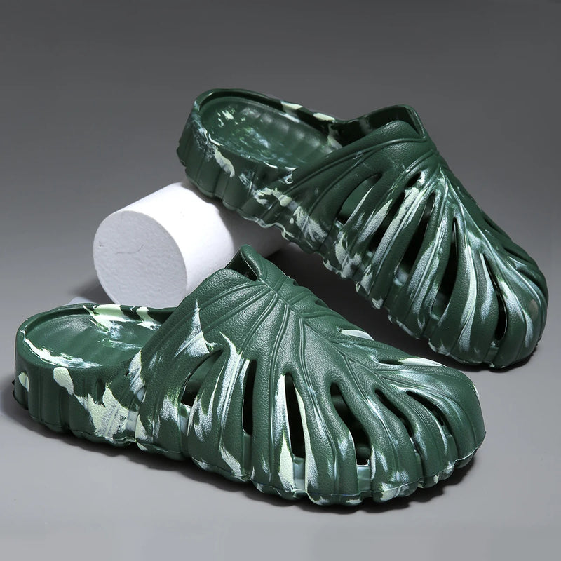 Summer Men Breathable Sandals Cover Toes EVA Soft Comfortable Rubber Sandals Slippers Lightweight
