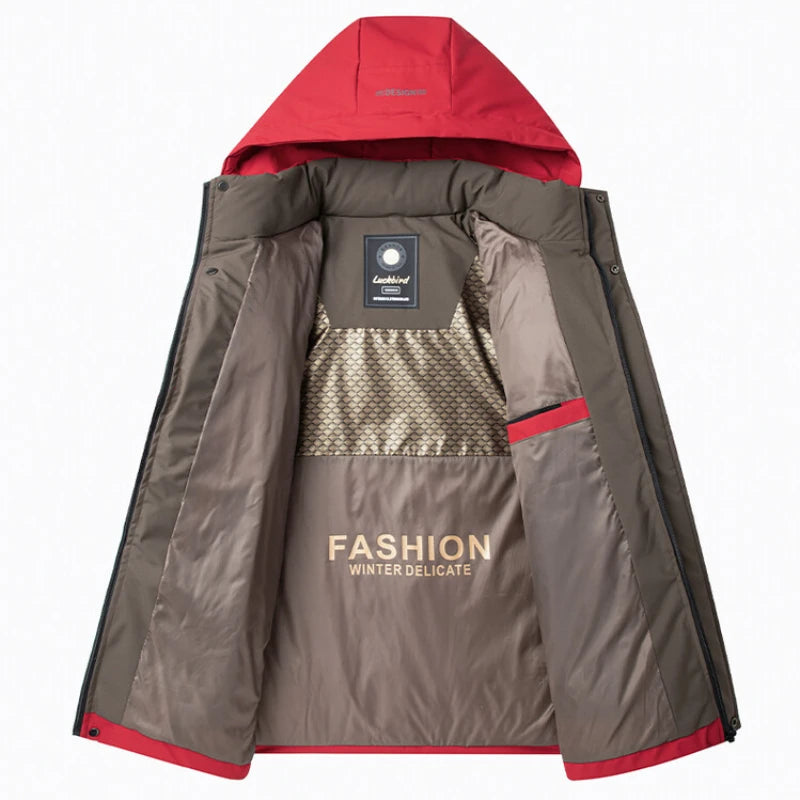 Winter Men's Casual Loose Cotton Jacket, Fleece Lined Padded Warm Keeping Lining, Fashionable Hooded Cotton Jacket