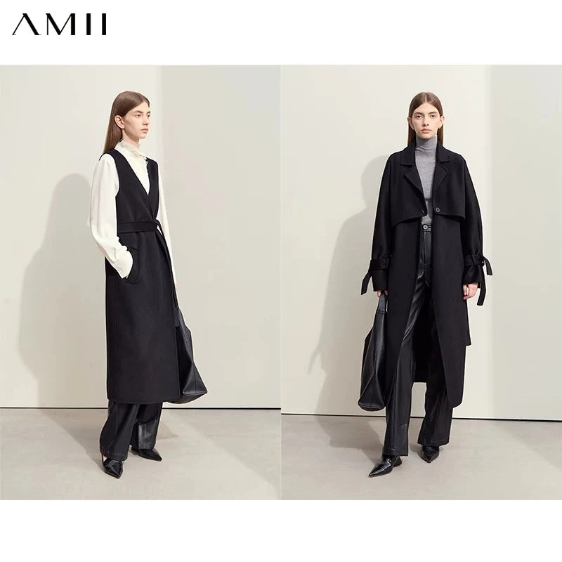 AMII 2026 សំពត់អាវកាក់នារីថ្មីសម្រាប់រដូវរងា រលុង ស្លៀកទៅធ្វើការ មានខ្សែក្រវ៉ាត់ អាវរោមចៀមពេញ អាវរោមចៀមពីរជាន់ 12444020