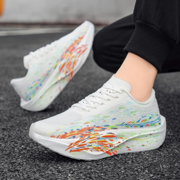Men Women speed running shoes four season breathable thick-sole shock-absorbing casual sports shoes couple light racing sneakers