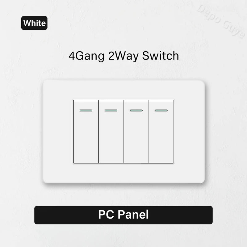 EU Korea Standard 4*2 Wall Light Switch Socket,USB Type-c 20W Fast Charger plug,1/2/3/4/Gang 2 Way Switch PC Panel Power ON OFF