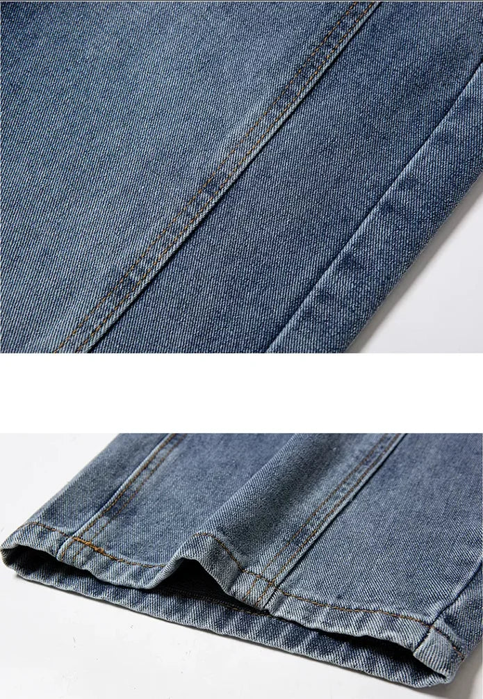 Men's Blue Jeans for Fall, Black Denim Pants, Spring Stylish Casual Trousers, Asian Sizes.