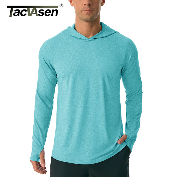 TACVASEN UPF 50+ Sun Protection Hoodie Shirts Men's Long Sleeve T-shirts Lightweight Quick Dry Pullovers Swim Fishing Tee Tops