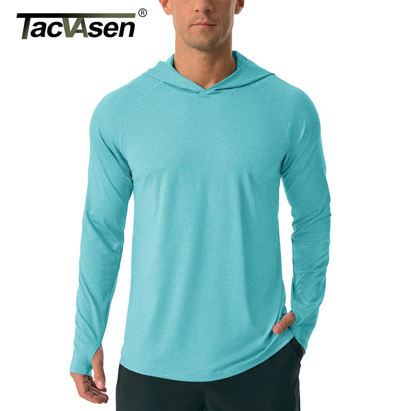TACVASEN UPF 50+ Sun Protection Hoodie Shirts Men's Long Sleeve T-shirts Lightweight Quick Dry Pullovers Swim Fishing Tee Tops