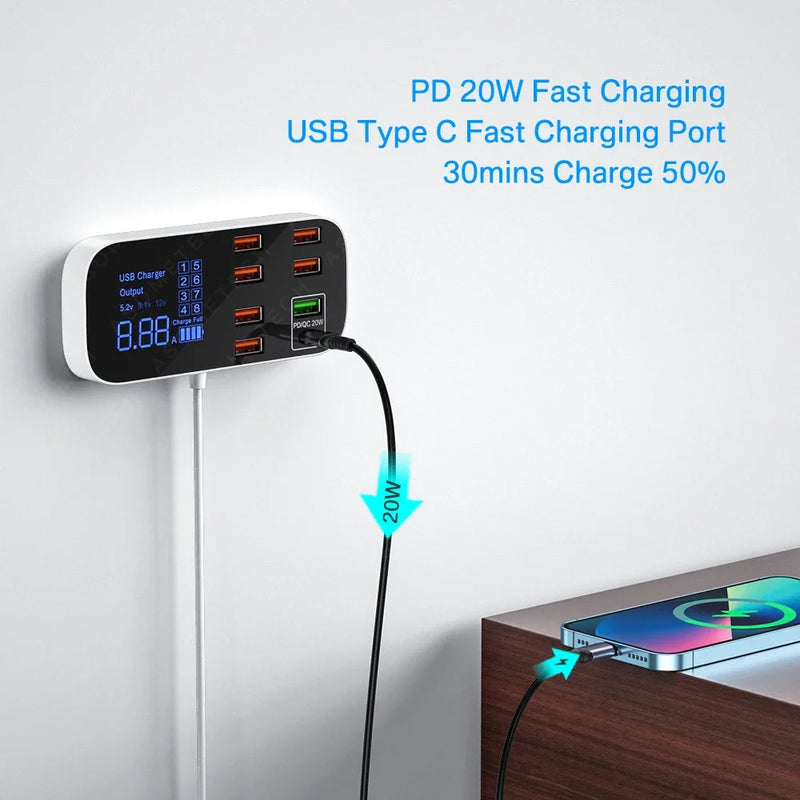 ឧបករណ៍សាកថ្មលឿន USB HUB ថេប្លេត ឧបករណ៍សាកថ្មទូរស័ព្ទចល័តចល័ត សម្រាប់ធ្វើដំណើរ អាដាប់ទ័រសាកថ្មលឿន សម្រាប់ iPhone Xiaomi Huawei Samsung