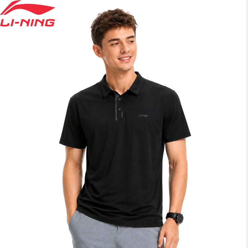 អាវយឺតប៉ូឡូហ្វឹកហាត់បុរស Li-Ning LN ស្ងួតលឿន 100% ប៉ូលីអេស្ទ័រ ការពារកាំរស្មីយូវី អាវយឺតដៃខ្លី LiNing Fitness APLW163