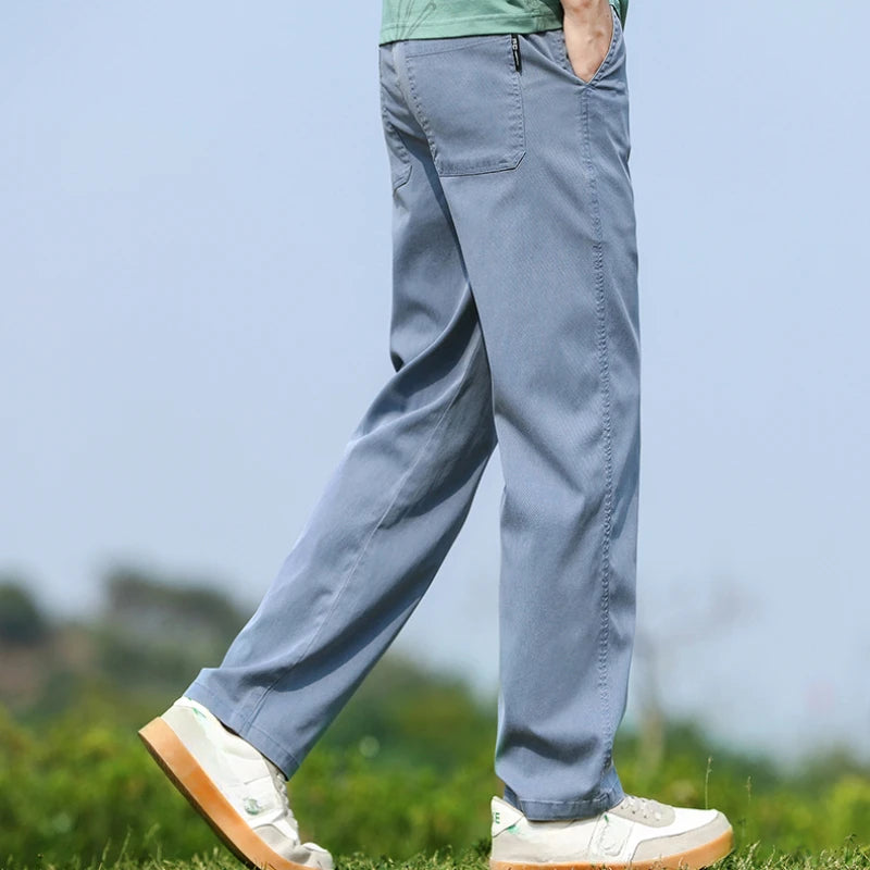 Summer Thin Lyocell Youth Wide-Leg Pants, Baggy Straight Trousers, Trendy and Comfortable Casual Pants
