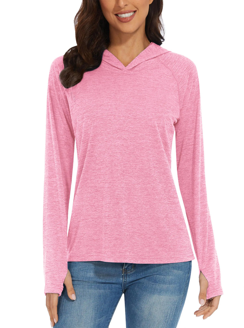 TACVASEN UPF50+ Breathable Long Sleeve Hoodie T-shirts Womens Sun/UV Protection Casual Hooded T shirts Outdoor Sports Pullover