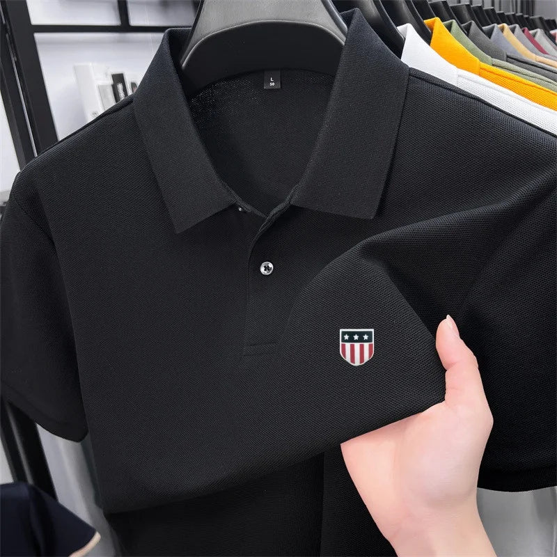 High-End Luxury Man T-Shirt Polo Shirt Lapel Button Pattern Printing Various Colors British Style Summer Leisure Golf Men's Wear