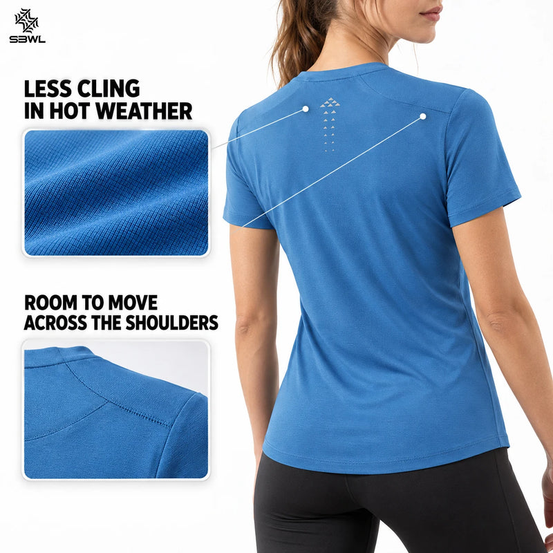 SBWL Female High quality Outdoor hiking Tees running weight loss fitness sports quick drying T-shirt Woman's Ice silk Tops