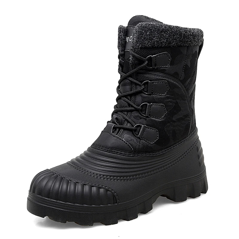 Men's high-top casual snow boots winter light warm velvet cotton boots soft sole non-slip comfort outdoor thicken walking boots