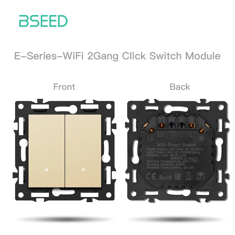 BSEED 1/2/3/4Gang WIFI Button Switch Part Smart Curtain Switch DIY Part Smart Wifi Socket Parts Glass Frame Free Combination