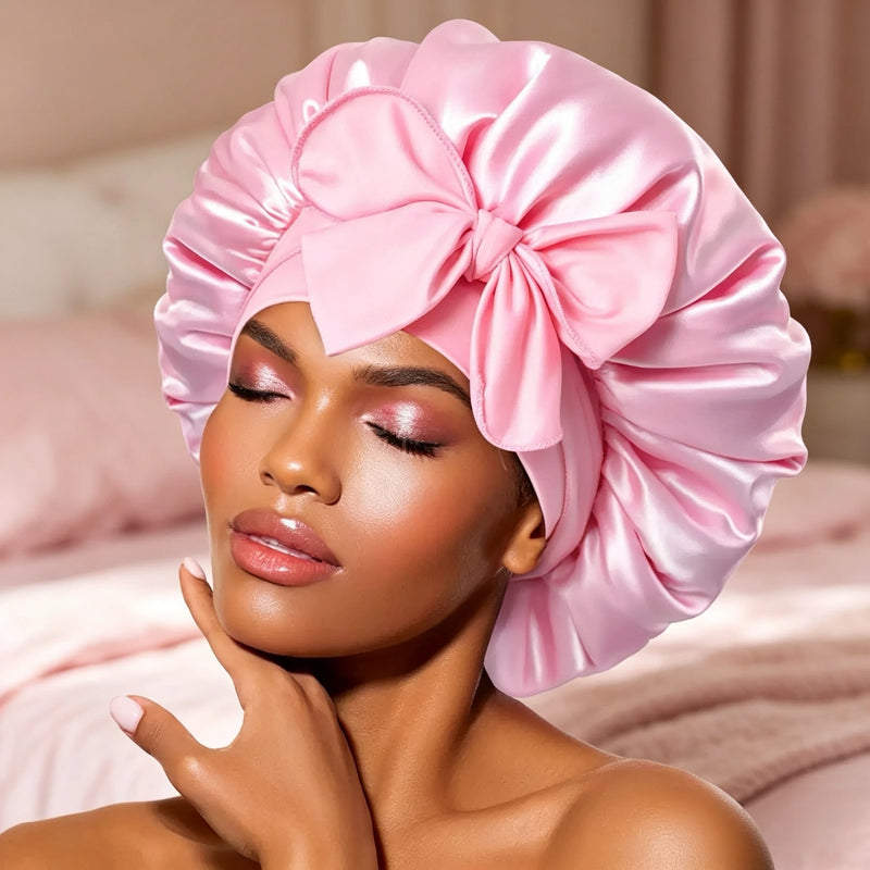 Satin Bonnet Silk Bonnet Adjustable Bonne For Sleeping Hair Bonnet With Tie Band Bonnets For Women Men
