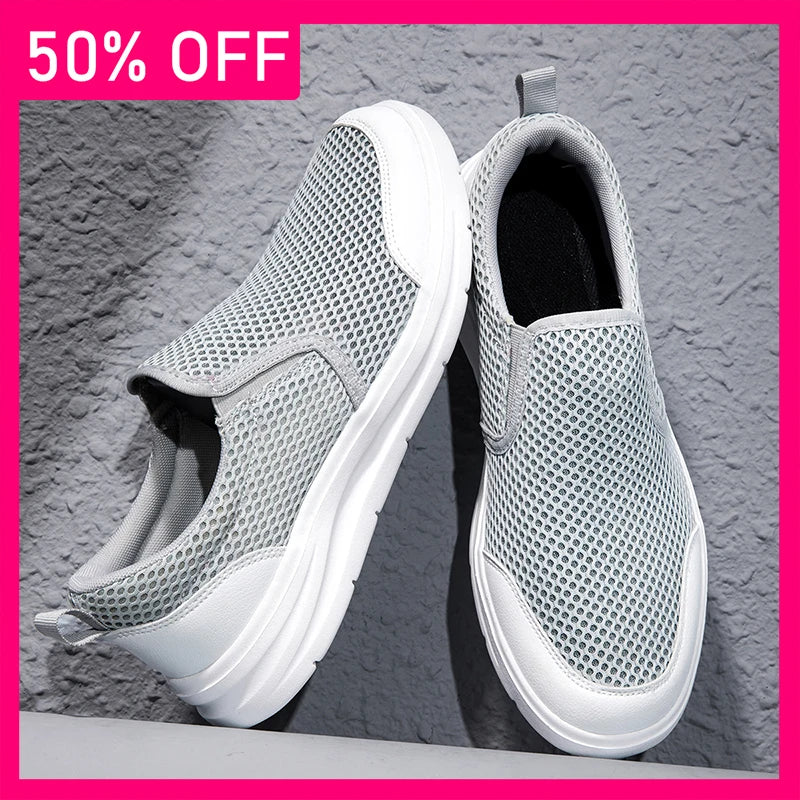Men Casual Shoes Summer New Mesh Comfortable Breathable Outdoor Walking Jogging Shoes Teenagers Black Daily Wear Casual Shoes