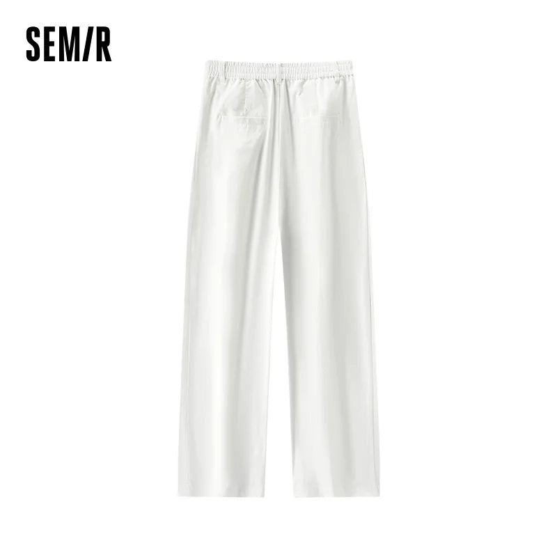 Semir Women Pants Woven 2026 Soft Drape Wide Leg Elastic Waist Commuter Urban Casual Everyday Style Soft Comfortable Daily
