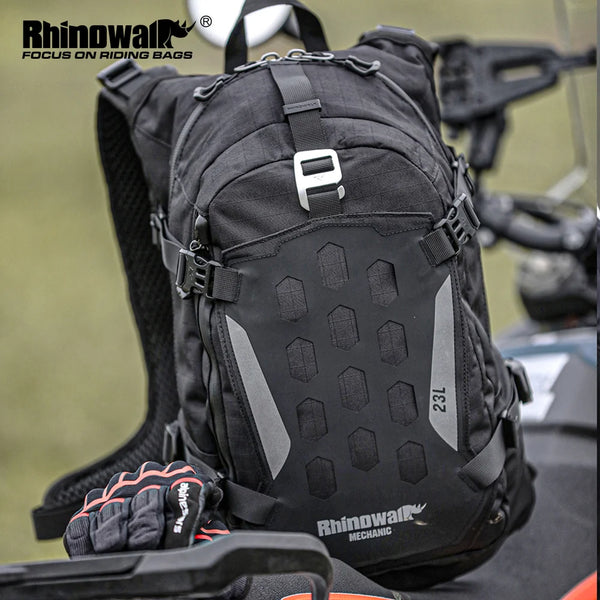 កាបូបស្ពាយម៉ូតូ Rhinowalk ទ្រមួកសុវត្ថិភាព កាបូបសម្រាប់ជិះកង់ 23លីត្រ មានគម្របភ្លៀង អាចទ្រទឹកបាន 2លីត្រ សម្រាប់កុំព្យូទ័រយួរដៃ ទំហំ 14អ៊ីញ