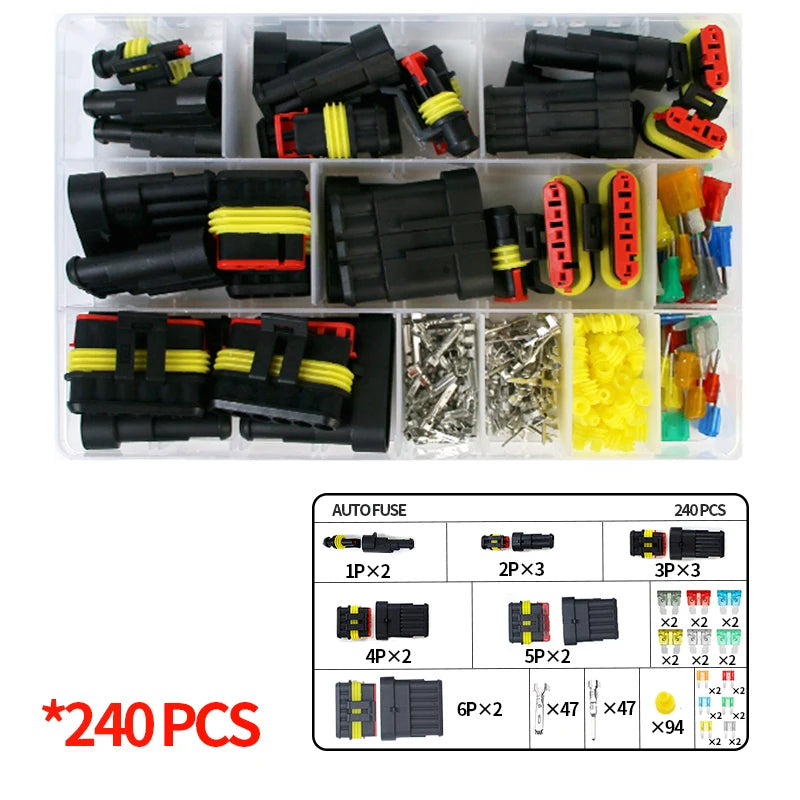 352PCS DJ1.5AMP automobile waterproof connector 1P2P3P4P6P hole HID male and female 0.85 harness plug connector kit