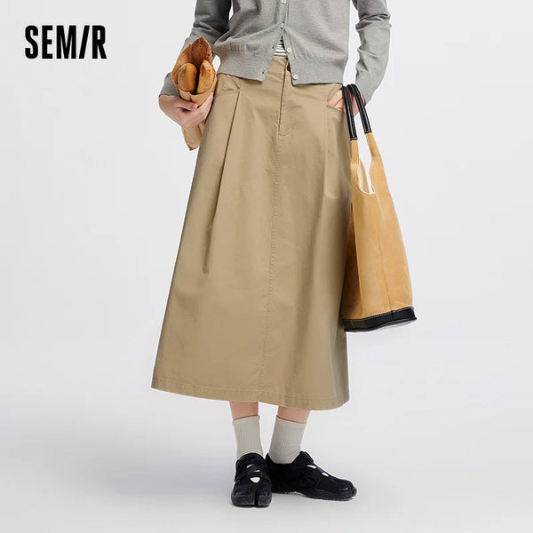 សំពត់ស្ត្រី Semir ធ្វើពីកប្បាសដុសខាត់ រាងមូល ដៃវែង រលុង ស្ទីលធម្មតា ខោរដូវស្លឹកឈើជ្រុះឆើតឆាយ ស្លៀកប្រចាំថ្ងៃ 2026