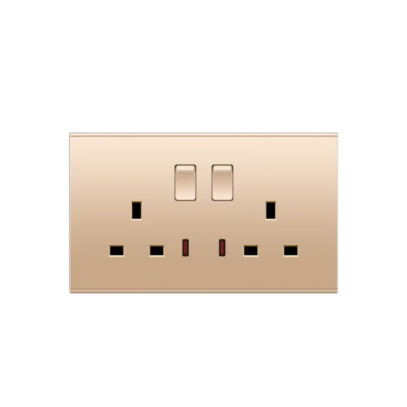 Uk Type 86 13A Universal Rose Gold 220V Wall Large Warped 1gang2way Cross Button Light Switch,USB Electric Plug Wall Socket