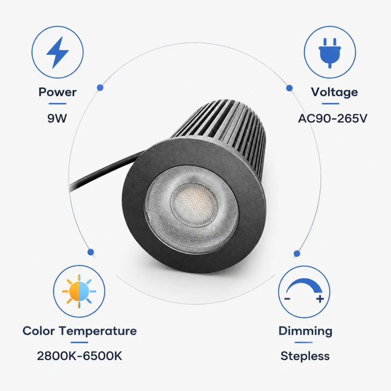 អំពូលភ្លើង LED JOYINLED 9W អាចបន្ថយពន្លឺបាន 2800-6500K អំពូលភ្លើង Downlight អំពូលភ្លើង LED AC90-265V អំពូលភ្លើងពិដានលិចក្នុងរន្ធ