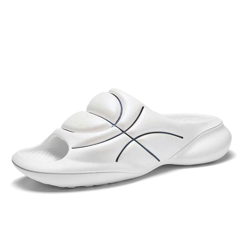 Basketball fluorescent slippers men's summer new outdoor soft soled comfortable beach shoes breathable fashion plus size sandals