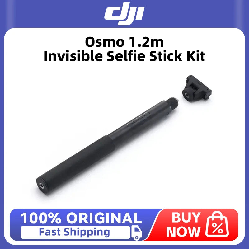 DJI Osmo 1.2m Invisible Selfie Stick Kit With Osmo 360, the selfie stick vanishes from shots and extends to 1.2m
