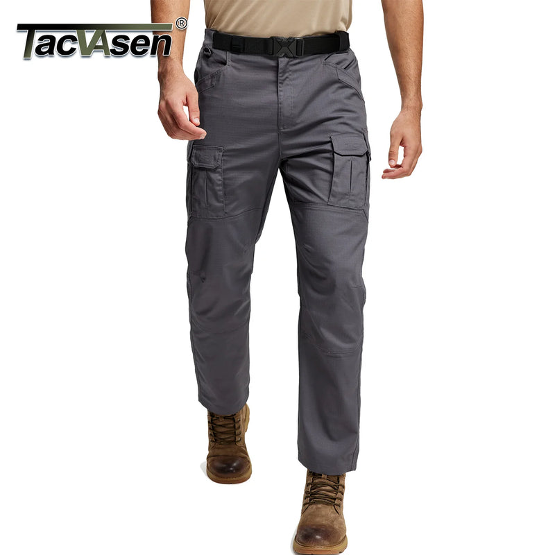 TACVASEN Tactical Waterproof And Lightweight Cargo Pants Mens Outdoor Hiking Stretch Ripstop Trousers with 8 Pockets(No Belt)