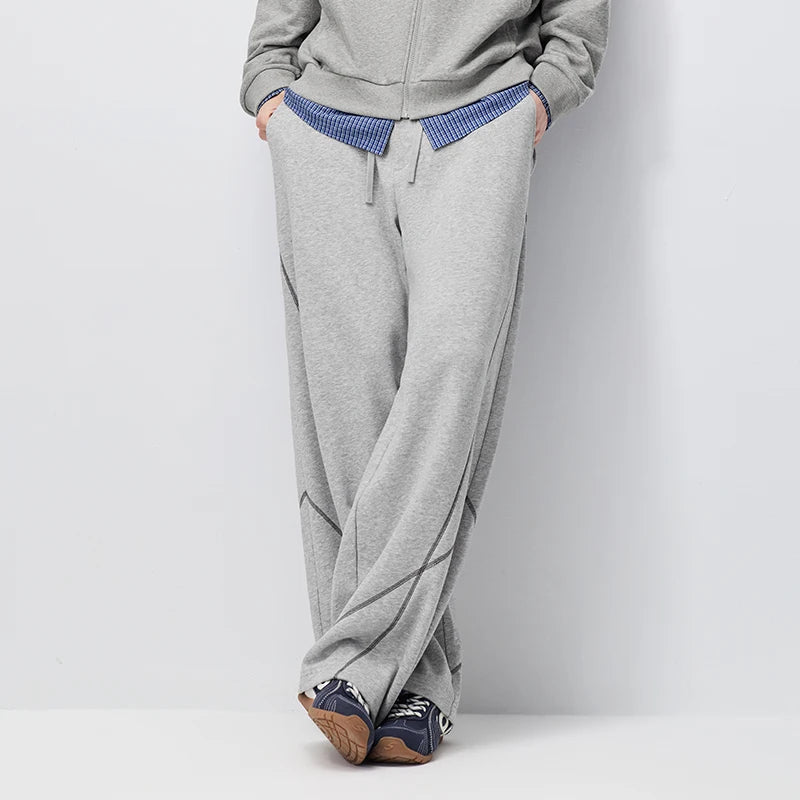 Semir Men Pants Contrast Curved Barrel Leg Loose Straight Sweatpants Sport Casual Style Autumn Trousers Daily Wear 2026
