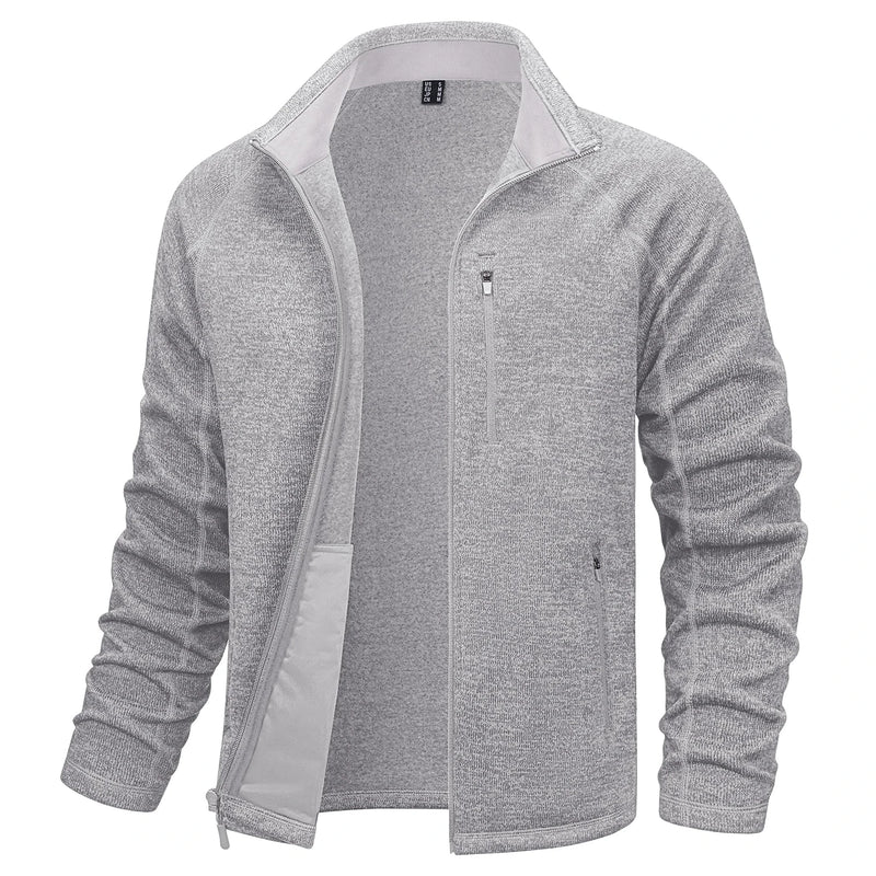 TACVASEN Full Zip Knitted Sweater Mens Stylish High Quality Soft Warm Fleece Jacket Spring Hiking Sports Casual Coat Male