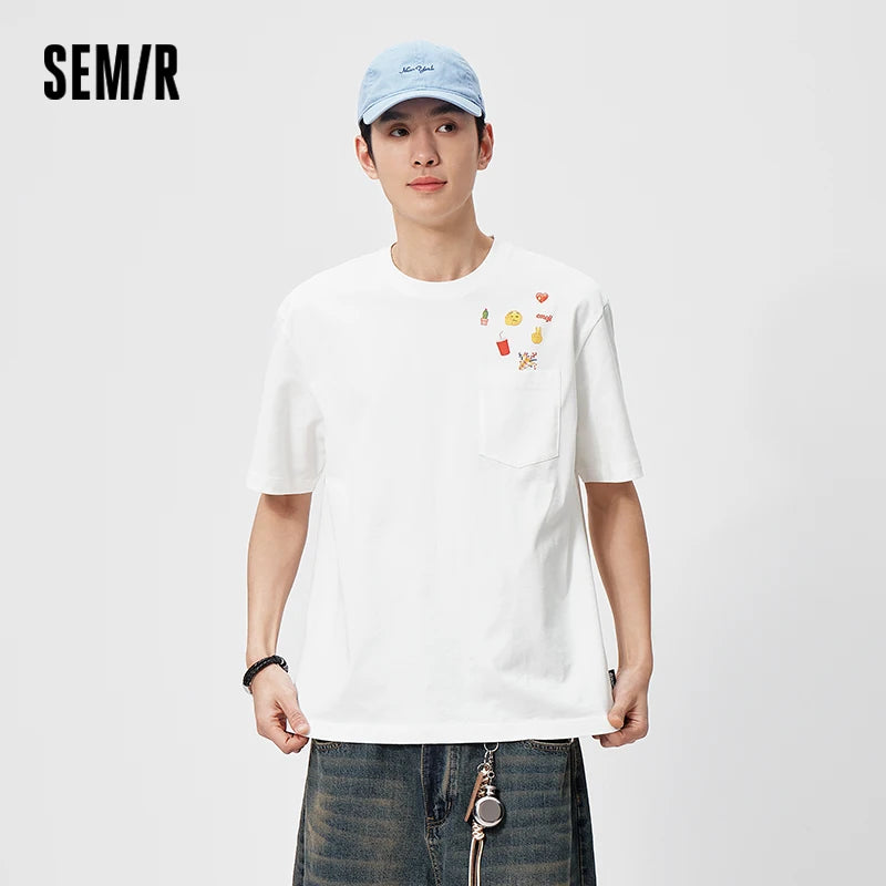 Semir Unisex Tshirt Heavyweight Cotton Short Sleeve Summer 2026 Niche Graphic Design Loose Fit Everyday Style Casual Top