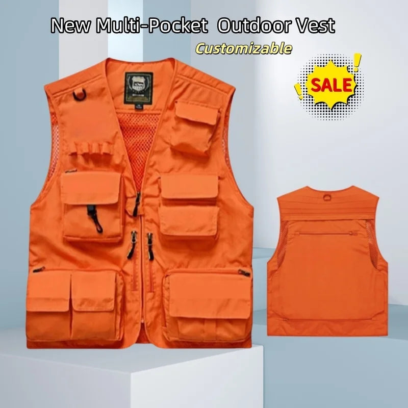 New  Custom Logo Vest Photography Workwear Vest Summer Reversible New Multi-Pocket Breathable Outdoor Vest