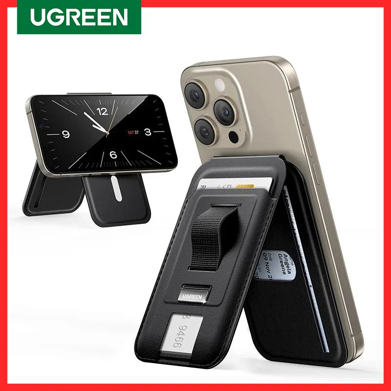UGREEN Card Holder Bag Magnetic with Ring Holder for Magsafe iPhone 16 15 14 13 12 Magnetic Card Wallet Storage Bag Phone Holder