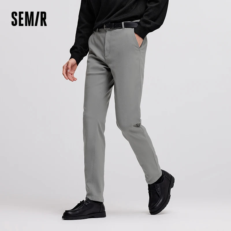 Semir Thick Pants SlimFit Casual Soft Men Winter 2025 Commuting Solid Color