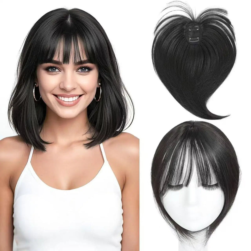 Reissue Wig for Women, Covering White Hair on the Top of the Head Naturally and Invisibly, and Reissue Fake Bangs