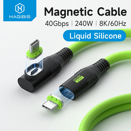 Hagibis USB C Magnetic Fast Charging Cable PD 240W 40Gbps Compatible with Thunderbolt 4/3 Video Cord For Laptop iPhone 15 Tablet