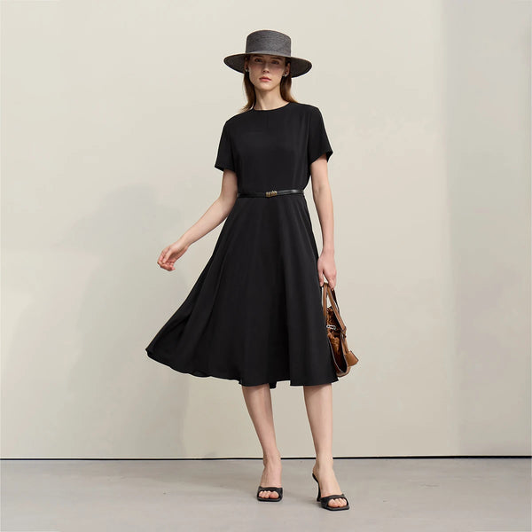 រ៉ូប Amii Womens រដូវស្លឹកឈើជ្រុះឆ្នាំ ២០២៦ រ៉ូបសម្រាប់ធ្វើដំណើរ រ៉ូបក O រាងហោប៉ៅ ចង្កេះស្ដើង សម្លៀកបំពាក់នារី រ៉ូបដៃខ្លីរាងអក្សរ A 12621061