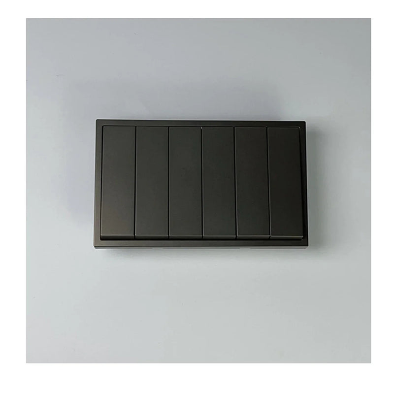 Uk/EU Luxury Black 6gang 1/2way 220V Wall Light Switch Panel, Grey 6*3 4gang2way Cross Kitchen Button Switch 146mm*86mm